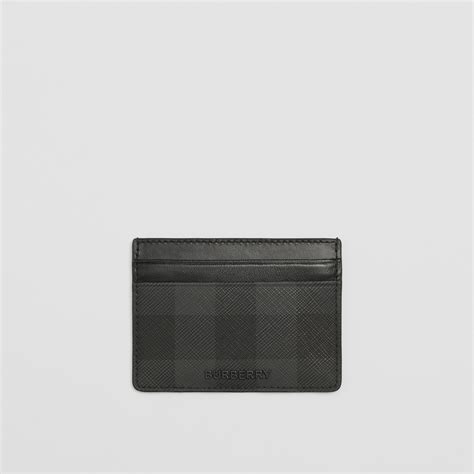 burberry charcoal check and leather card case|Burberry card case.